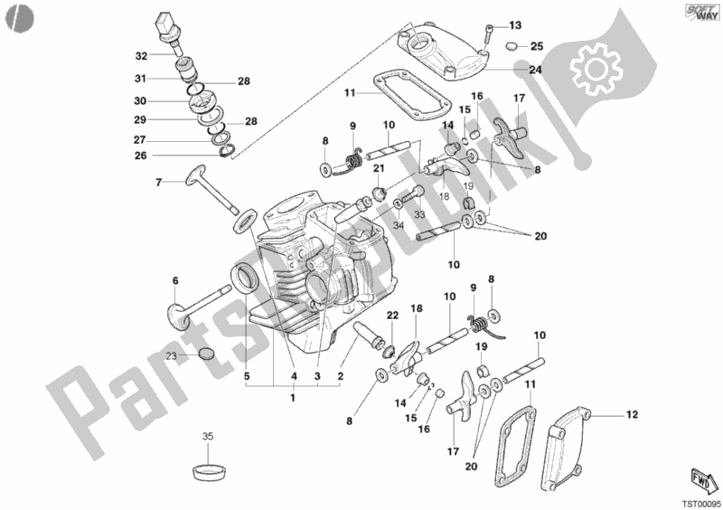 Horizontal cylinder head spare parts for Ducati Monster (900) from 2002